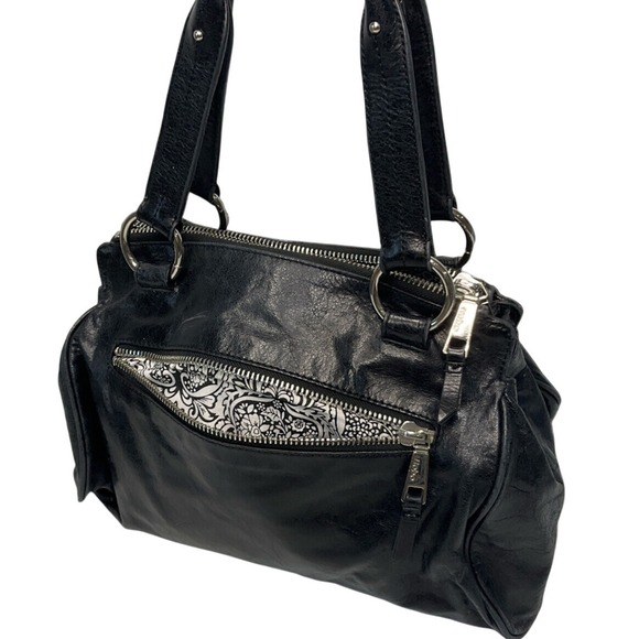 HOBO Handbags - HOBO‎ International Womens Black Polished Leather Shoulder Bag Satchel Purse
